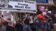 Protestors rallying against the cancellation of The Late Show (Image via New York Post)